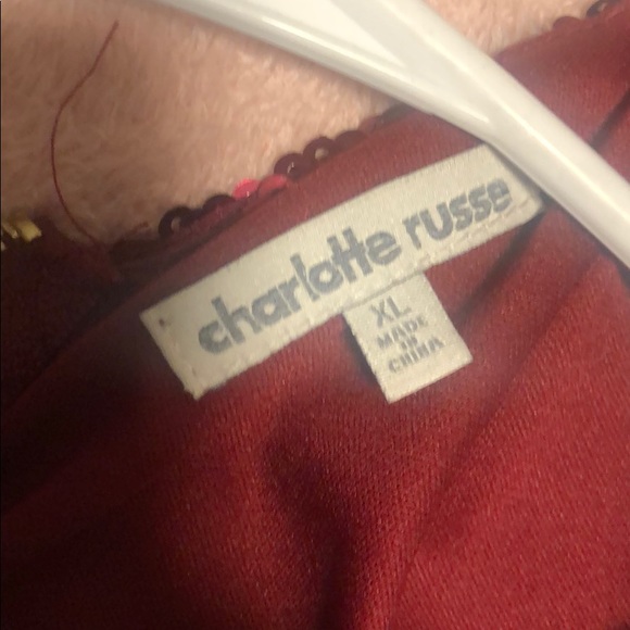 Burgundy sequenced dress size XLCharlotte Rousse - Picture 2 of 3